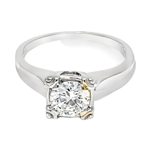 Auth MOKUMEGANEYA Ring Pink &Clear Diamond Textured US5-5.25 18K