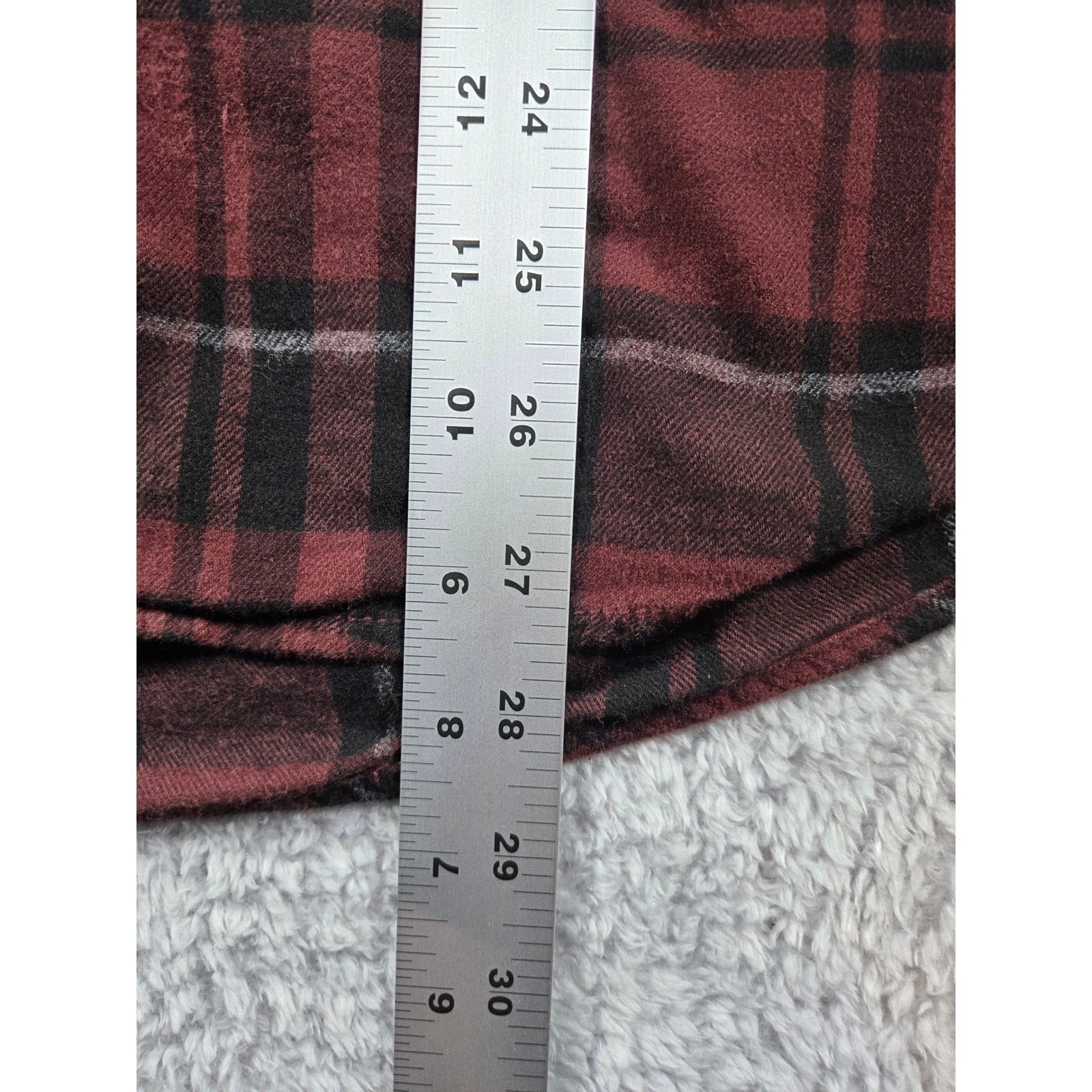 Mens Flannel Shirt Red Black Plaid Long Sleeve Button Down Pockets Casual Work image 5