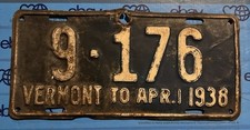 LICENSE PLATES Vermont 1938 9&ndash;176