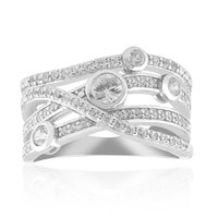 Cavill Ring Silber 925 Damen Zirkon 0,9Ct Rundschliff Modern Elegant