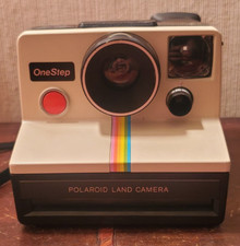 Macchina fotografica terrestre Polaroid SX-70 OneStep bianca a strisce arcobaleno TESTATA