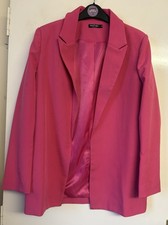 Nasty Gal Women’s Bright Pink Open Casual Dress Blazer Jacket Size UK 10