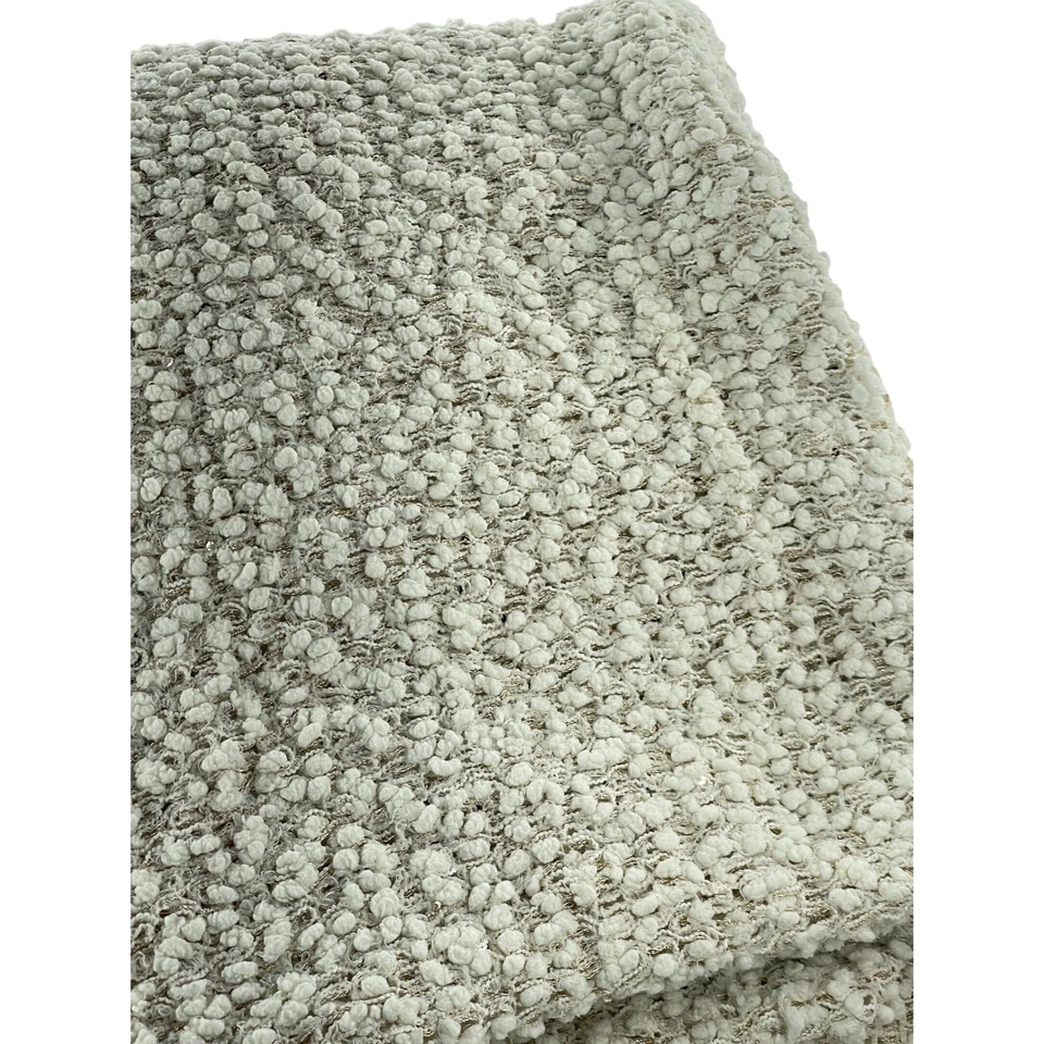 Manta Tejida Marfil Boucle Textura Neutra Tejida Acogedora Elegante 45x45 Bling Foto 3 de 4