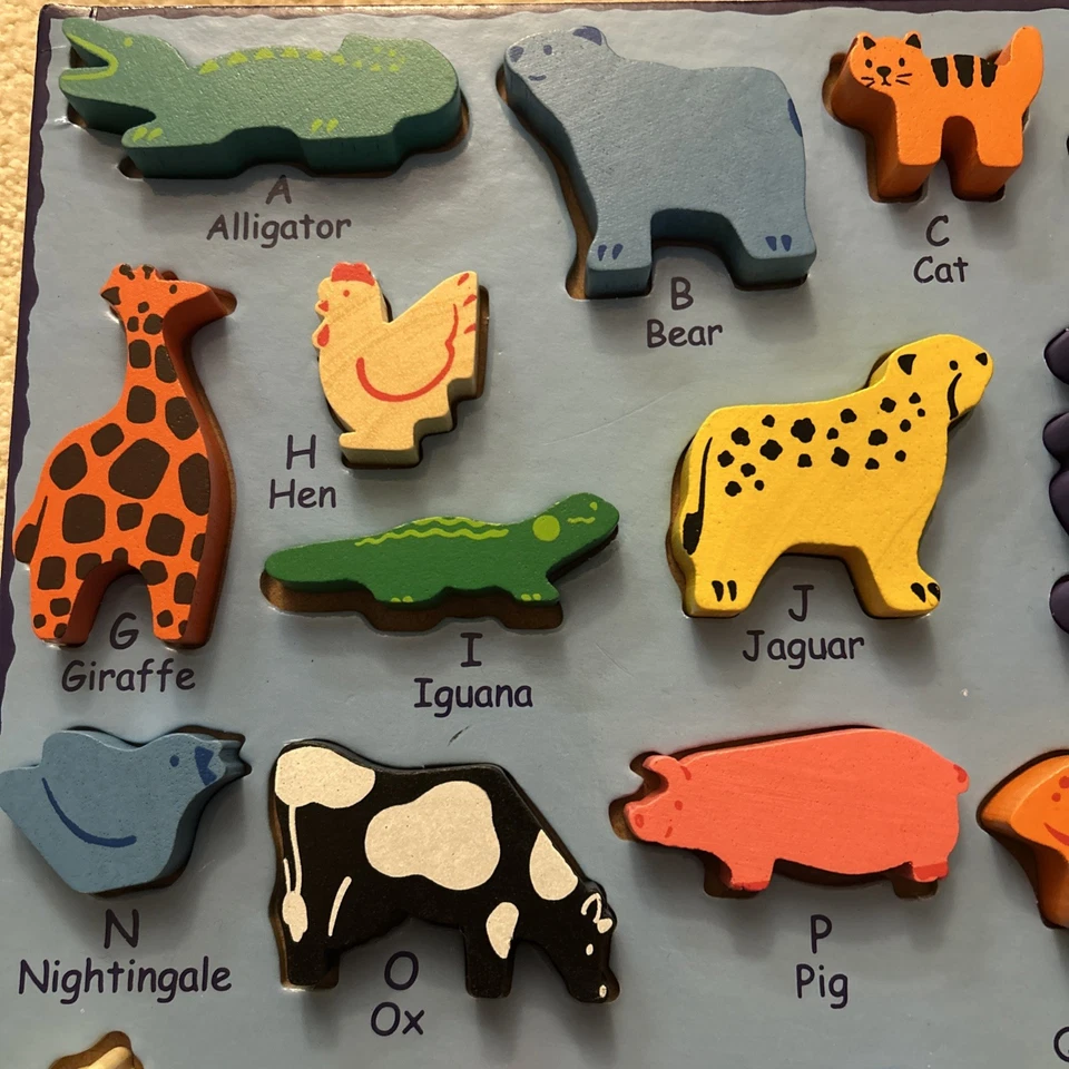 Alphabet Puzzle A to Z Educational Learning Jigsaw Wooden Animal Game Toy - Image 2 of 4