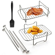 2 St&uuml;ck Luftfritteusengestell, Edelstahl Friteuse Doppellagiges Gestell mit Splitter