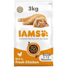 IAMS for Vitality Dry Kitten Food with Fresh Chicken, 3 Kg, Packaging May Vary 5.74 per kilo