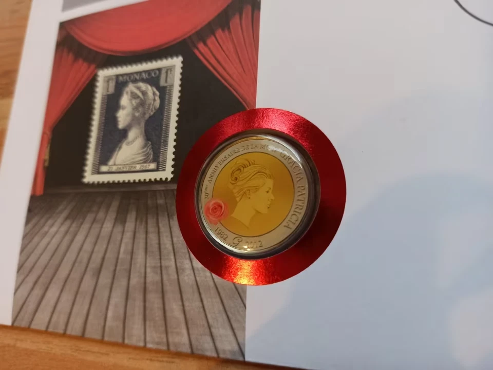2 Euro Monaco, Gracia Patricia 2012 Brief mit Stempel Todestag-Geburtsort - Bild 2 von 4