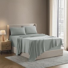 Sage Green Full Bed Linen Set Soft Microfiber Sheets and Pillowcases 4 Piece