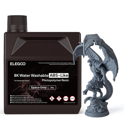 ELEGOO 8K Water Washable Abs-Like Resin, 3D Printer Resin with High Toughness, L