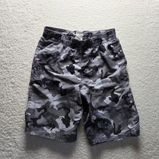 Nike Athletic Shorts Boys XL Gray Camo Mesh Elastic Waist Gym Training Summer