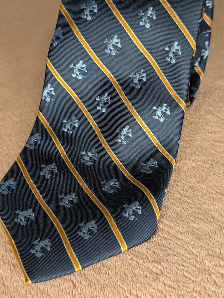 Corbata de seda vintage de Mickey Mouse a rayas azul marino/naranja de Walt Disney World ~ Foto 3 de 4
