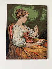 Vintage Large Needlepoint Tapestry The young embroiderer SEG De Paris 18 x24
