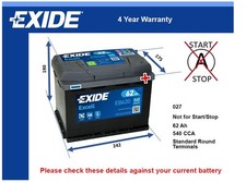 Battery fits SKODA CITIGO YETI KAMIQ SCALA FABIA RAPID PICK UP Exide 027
