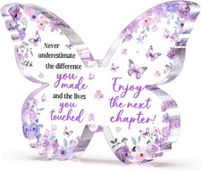 Farewell Gifts for Coworkers, 5X3.8X0.5 Inch Purple Butterfly Acrylic Plaque Dec