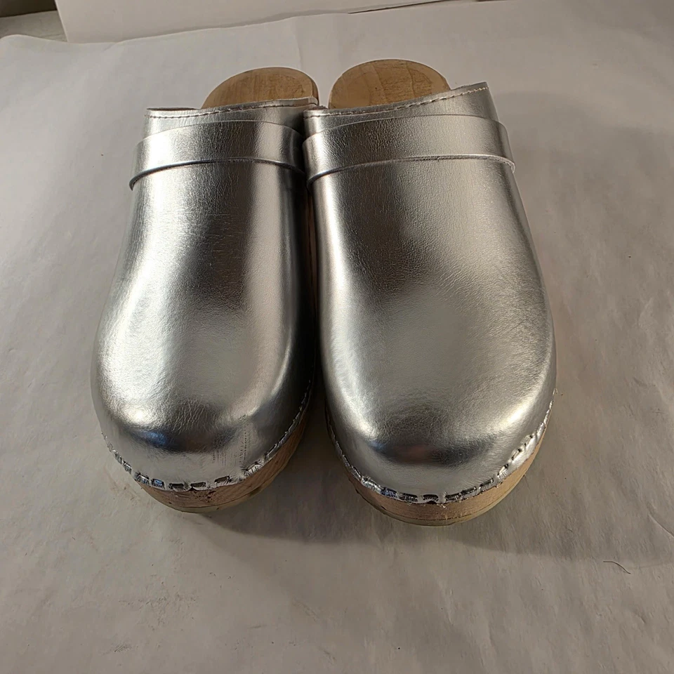 Zapatos cómodos Mia zuecos plateados suecos para mujer EU 42 de cuero Foto 4 de 4