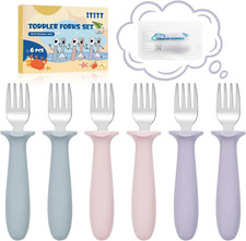 6 PCS Toddler Forks Set - Baby Forks with Silicone Handle Children Food Grade 18