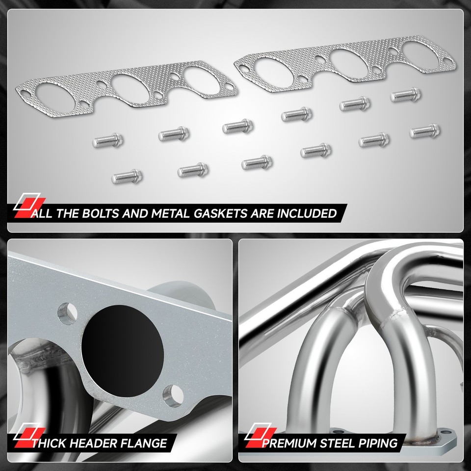 Fit 94-04 Ford Mustang V6 Semi-Polished Long Tube Header Exhaust Pipe ...