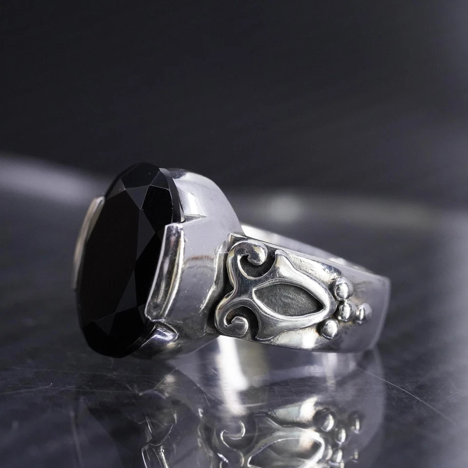 Size 7, Silpada Sterling Silver Black Chalcedony Onyx Ring R1410 Retired WOW - Image 4 of 4