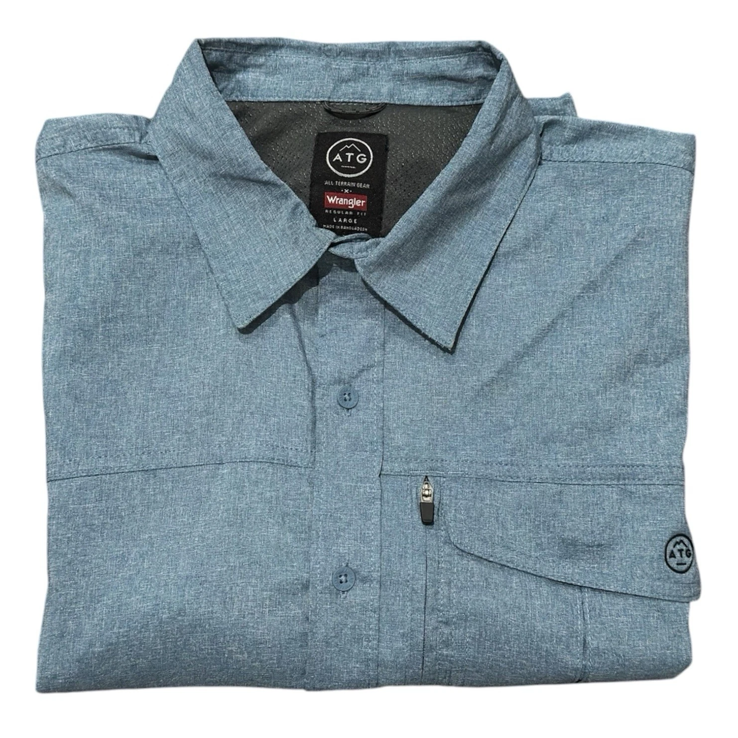 Wrangler ATG Button Up Shirt Hiking Men's L Blue Pockets Outdoor Performance
Opens in a new window o