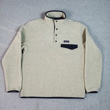 Patagonia Maglione Uomo Med Synchilla Snap-T Pullover in Pile Tasca sul Petto Beige