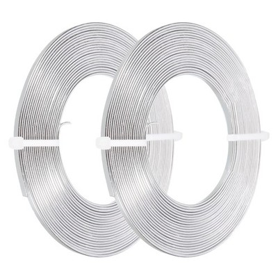 16,4Fuß Flacher Aluminiumdraht,2 Rollen 18 Gauge Biegsamer Eloxierter 3mm,Silber