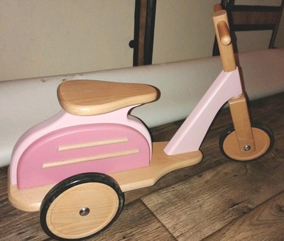 Moulin Roty Wooden Pink Ride-On Tricycle for 12 Months+ Boys & Girls MPN 730926