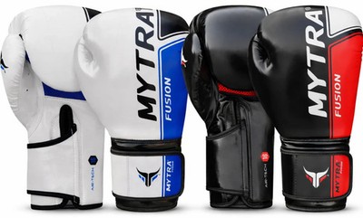MYTRA Leather Boxing Gloves Sparring Training Punch Bag Gloves Pads 10OZ-16OZ