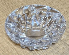 Crystal Glass Ashtray 20cm Retro Diamond Cut Decorative Used