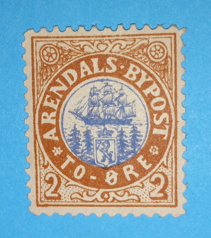 + 1885 Aredals Norway Skandinavian 2o Sailing Ship Local Bypost S/A#1 ll Mint 