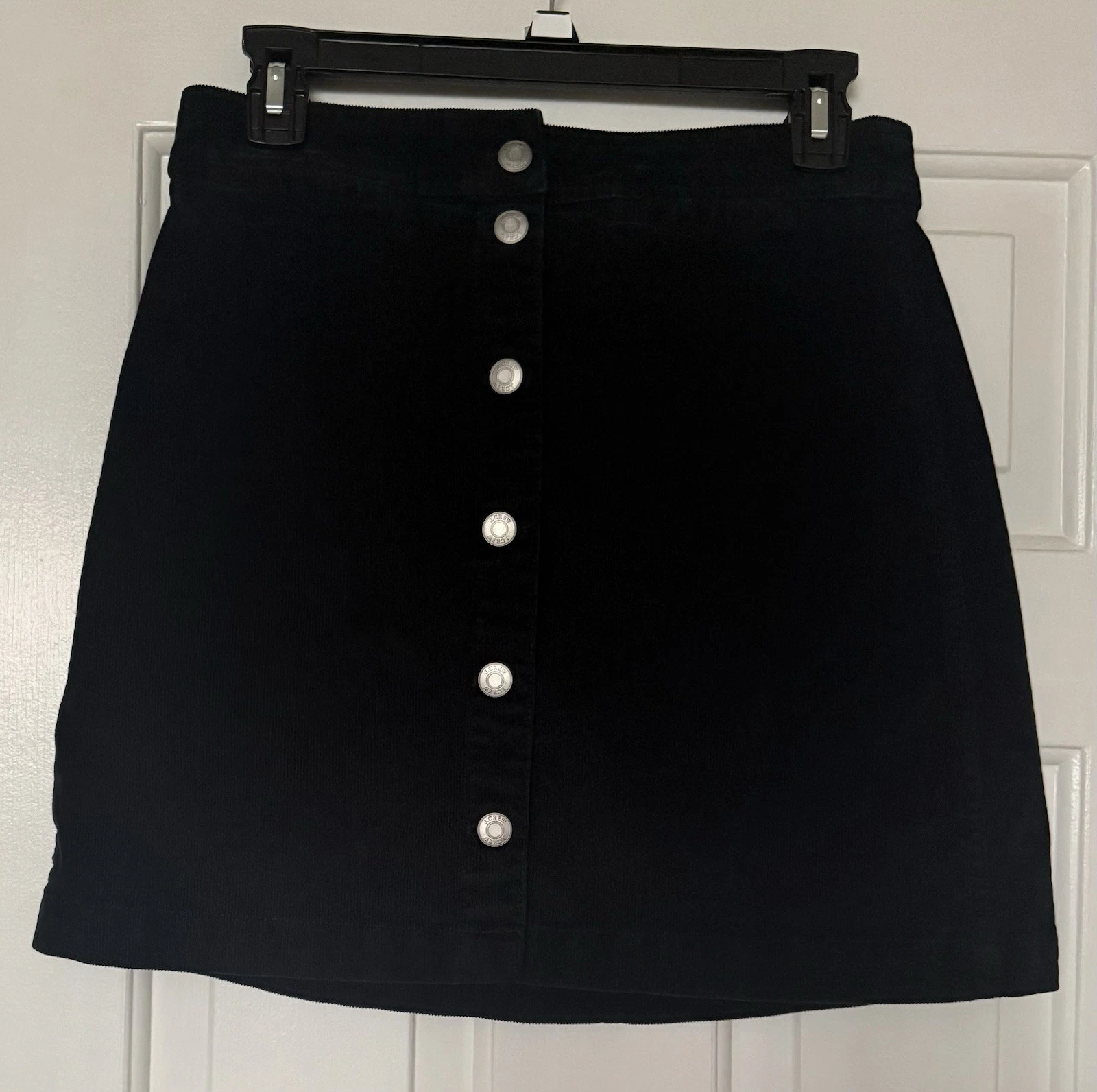 J. Crew Skirt Womens Size 6 Black Corduroy Pockets Button Accent A-Line $25