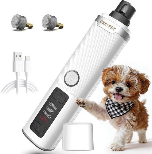 Dog Nail Grinder, Quiet Electric Dog Nail Trimmer with 2 LED Lights,…