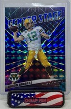 AARON RODGERS 2021 PANINI MOSAIC CENTER STAGE BLUE PRIZM 5/99 CS6 PACKERS
