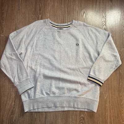 Fred Perry Crewneck Sweatshirt Mens XXL Gray Embroidered Logo Classic Pullover