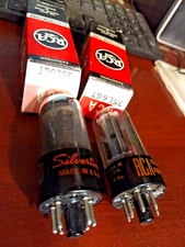 (2) 35L6GT NOS 1=RCA  1= Silvertone / RCA  Power Beam Output Tubes Tested Strong