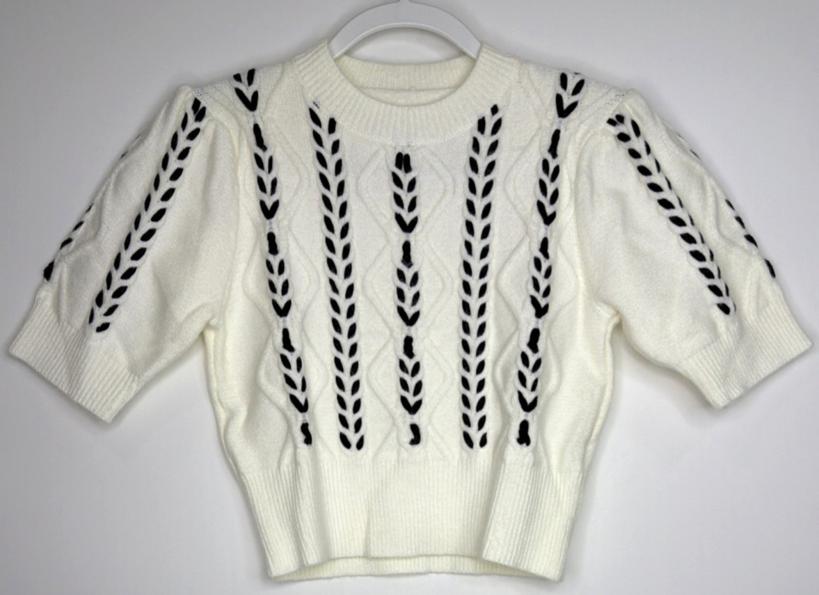 Commense Women’s Medium Contrast Binding Cable Kn… - image 1