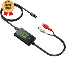 192kHz DAC Converter SPDIF Toslink to RCA Female Audio Adapter w/ Optical Cable