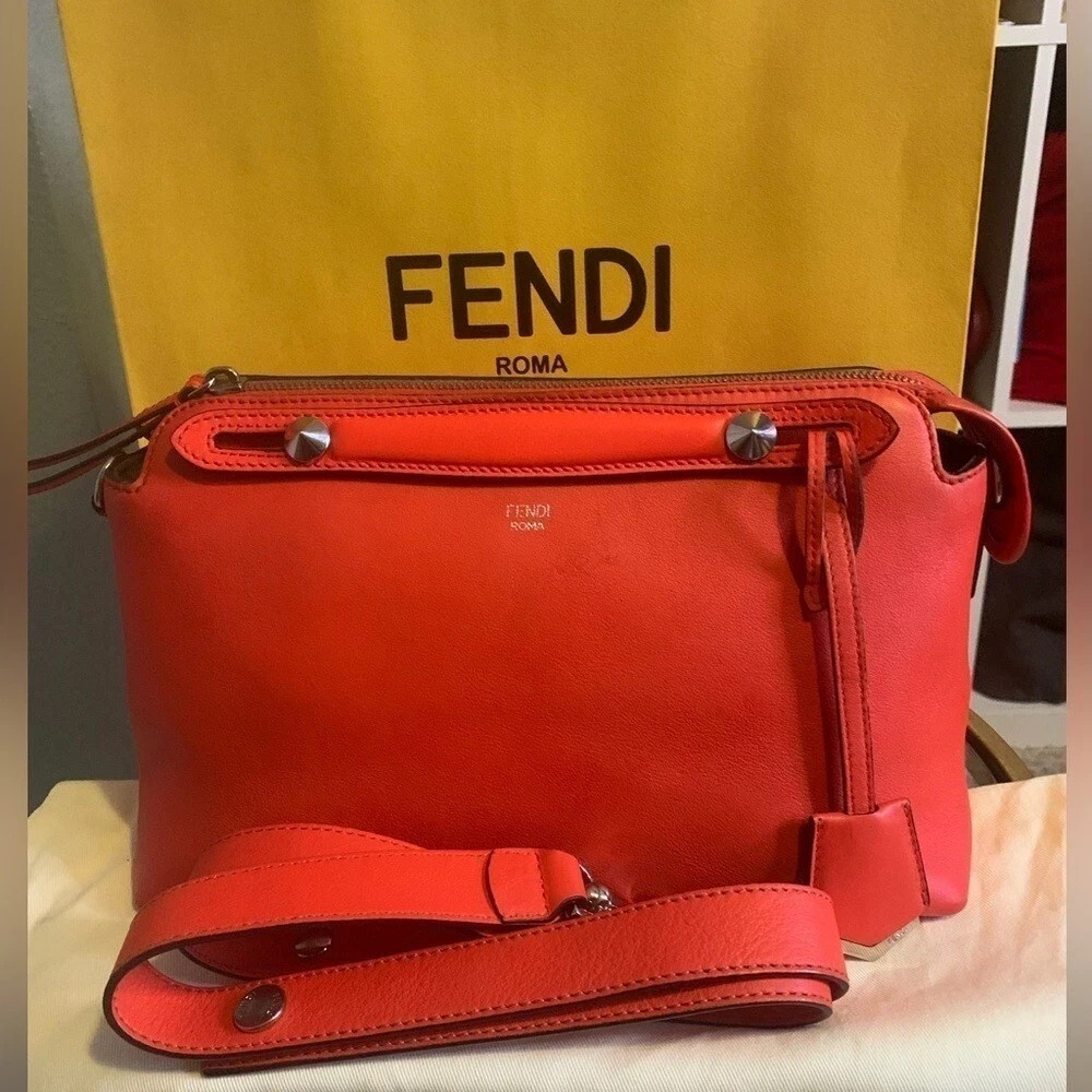 Fendi By The Way Handbag Crossbody Bag Deep Orange