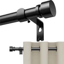 Adjustable 18118 Inch Black Heavy Duty Curtain Rod 7/8 Inch Modern Finials