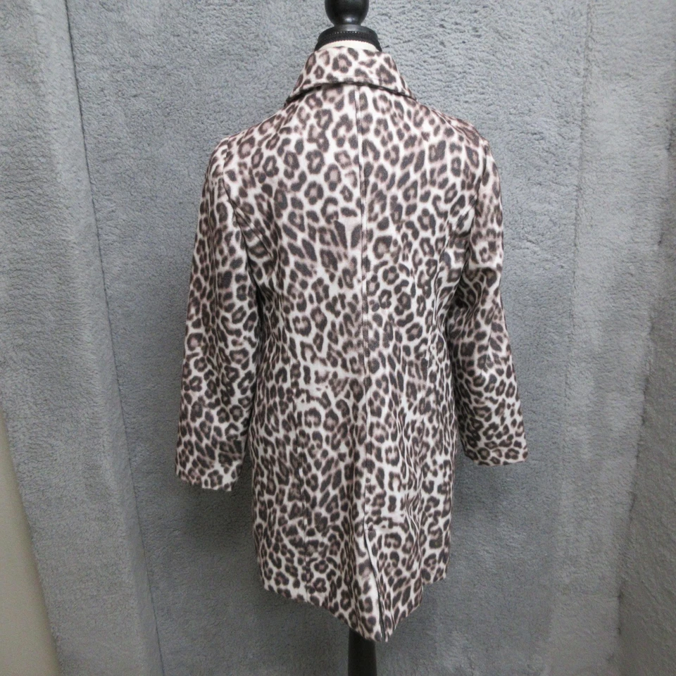 Chicos Abrigo Mujer 4 Chicos 0 Leopardo Estampado Animal Botón Frontal Chaqueta Marrón Foto 4 de 4