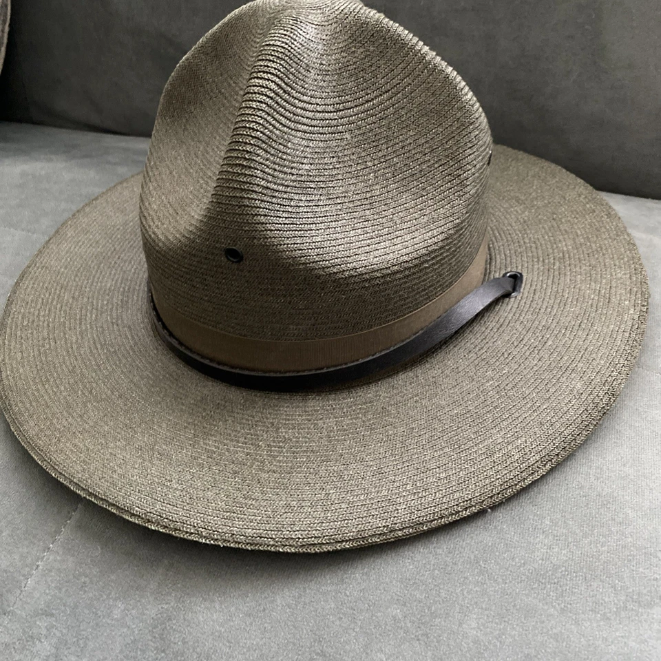 Sombrero de soldado oficial de campaña The Lawman Milan paja 4 abolladuras verde talla 7 1/4 Foto 4 de 4