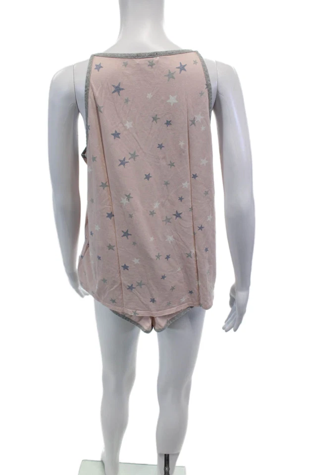 Espléndido conjunto de ropa de dormir de 2 piezas con estampado de estrellas de algodón rosa talla L para mujer Foto 4 de 4