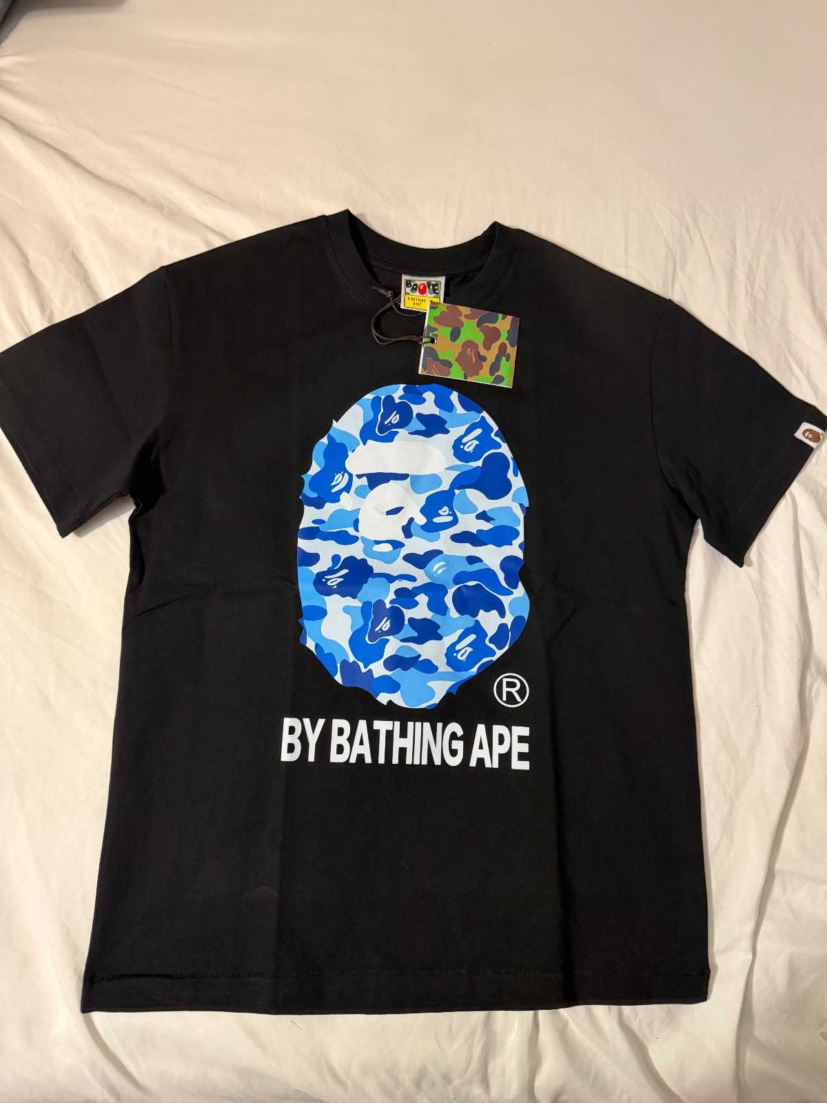 Bape Blue Camo Size Medium Big Ape Head Tee Black NEW WITH TAGS