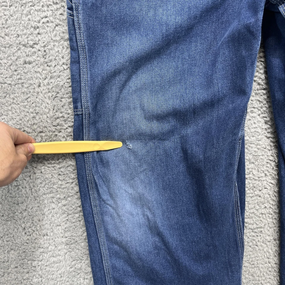 Vintage Big Mac Bib Overalls Mens 40x30 Blue Denim Workwear Low Back X-Back 90s - Image 4 of 4