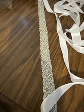 17  By 1  Shine Diamond Like Gems Bridal Sash With White Satin Ribbon