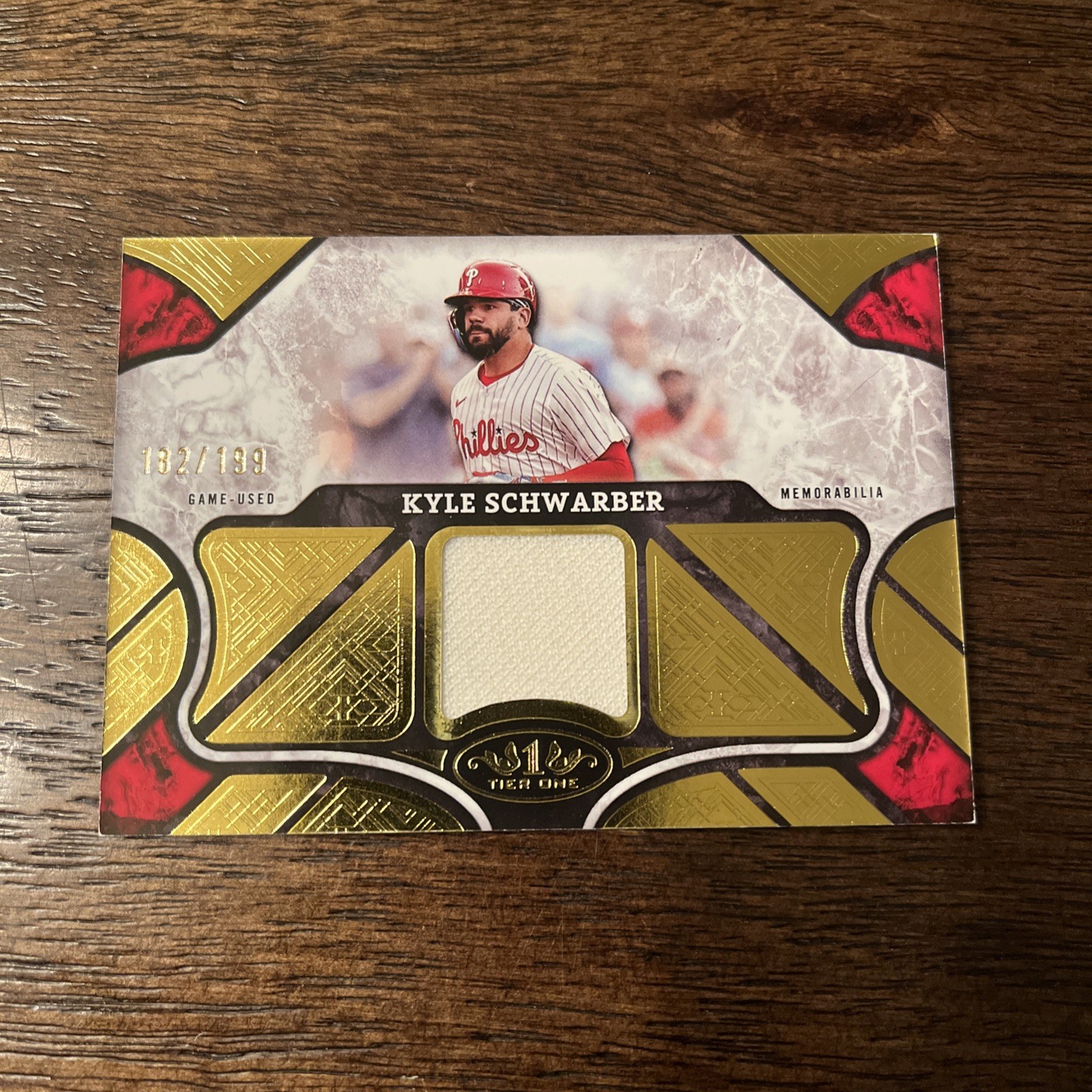 2025 Topps Tier One - Tier One Relics Kyle Schwarber #T1R-KS /199 (MEM) Baseball