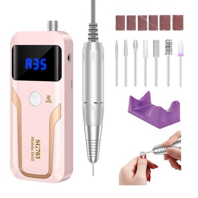 Portable Nail Drill Professional 35000 RPM, Rechargeable Nail File Machine Co...