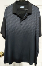 2XL Ben Hogan Performance Golf Polo, Black with Blue/Grey Design