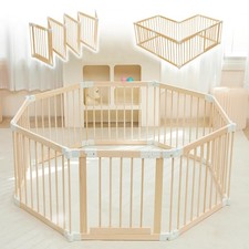 Baby Playpen, Playpen for Babies and Toddlers, Foldable Wooden Play Yard with...