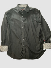 Robert Graham Flip Cuff Button Up Shirt XL Geometric Paisley Jacquard Pattern