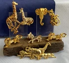 Vtg Brooch Lot Safari Animals Enamel Rhinestone Scatter Pins Costume Jewelry